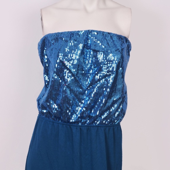 Speechless Sapphire-Blue Sequin Mini-Dress (XL) - Picture 1 of 8